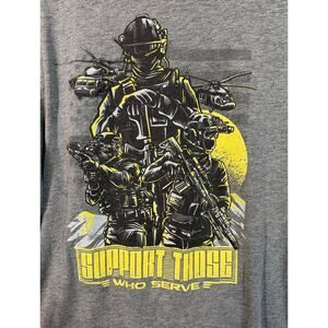 Nine Line Apparel Mens Gray Patriotic "Support Those Who Serve" T-Shirt - Large